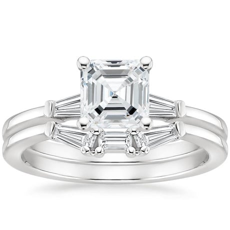 18K White Gold Tapered Baguette Diamond Bridal Set