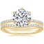 18K Yellow Gold Six Prong Luxe Viviana Diamond Ring (1/3 ct. tw.) with Curved Ballad Diamond Ring (1/6 ct. tw.)