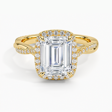 18K Yellow Gold Petite Twisted Vine Halo Diamond Ring (1/4 ct. tw.)