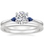 18K White Gold Aria Diamond Ring with Sapphire Accents with Petite Comfort Fit Wedding Ring