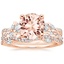 14KR Morganite Three Stone Luxe Willow Diamond Ring with Luxe Winding Willow Diamond Ring, smalltop view