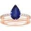 14K Rose Gold Luxe Petite Shared Prong Diamond Ring with Petite Comfort Fit Wedding Ring