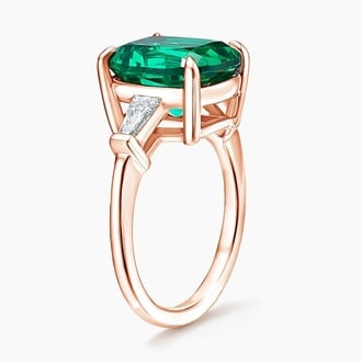 Symphony Three Stone Lab Emerald and Lab Diamond Cocktail Ring