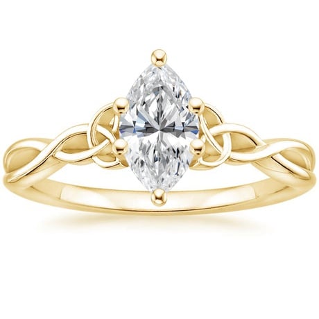 18K Yellow Gold Entwined Celtic Love Knot Ring with Celtic Knot Diamond Ring