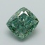 1.06 Ct. Fancy Vivid Green Cushion Lab Grown Diamond