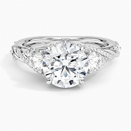 18K White Gold Begonia Vine Three Stone Diamond Ring (2/3 ct. tw.)