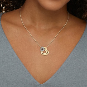 Two Hearts Lab Diamond Tube Necklace