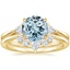18KY Aquamarine Trillion Three Stone Diamond Engagement Ring with Hadley Contoured Diamond Ring, smalltop view