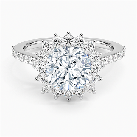 18K White Gold Luxe Sunburst Halo Diamond Ring (1/2 ct. tw.)