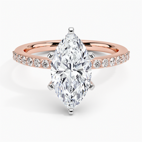 14K Rose Gold Six Prong Petite Shared Prong Diamond Ring (1/5 ct. tw.)
