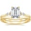 18K Yellow Gold Nadia Diamond Ring with Petite Curved Wedding Ring