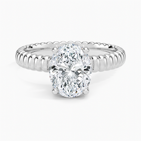 18K White Gold Petra Textured Solitaire Ring