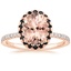 14K Rose Gold Waverly Halo Diamond Ring with Black Diamond Accents, smalltop view