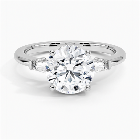 Platinum Adorned Tapered Baguette Three Stone Diamond Ring
