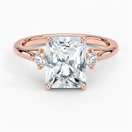 14K Rose Gold Floating Three Stone Diamond Ring