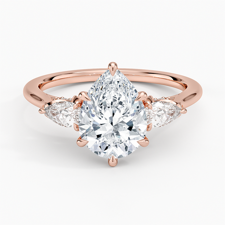 14K Rose Gold Petal Pear Three Stone Diamond Ring (1/2 ct. tw.)