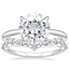 18KW Moissanite Freesia Ring with Curved Versailles Diamond Ring, smalltop view