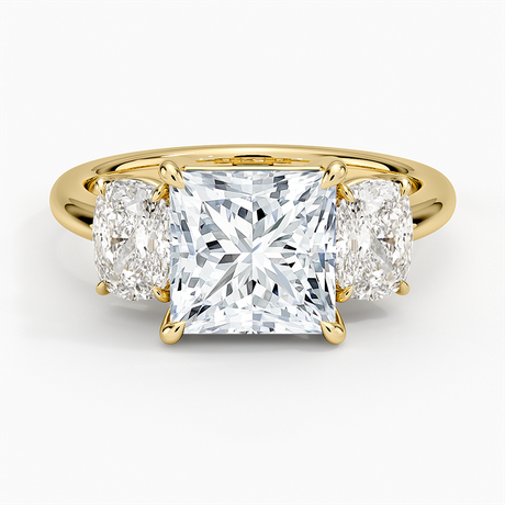 Luxe Faye Elongated Cushion Three Stone Diamond Ring