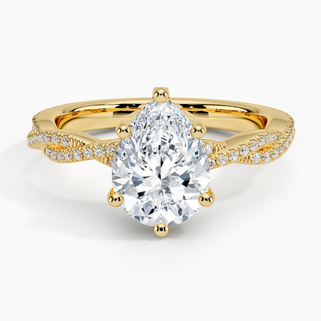 18K Yellow Gold Adorned Luxe Petite Twisted Vine Diamond Ring