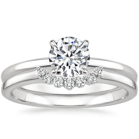 Platinum Elodie Ring with Crescent Diamond Ring