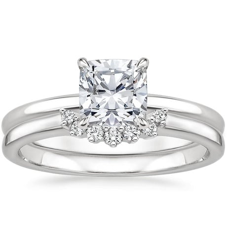 18K White Gold Elodie Ring with Crescent Diamond Ring