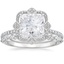 18KW Moissanite Reina Diamond Ring with Versailles Diamond Ring (3/8 ct. tw.), smalltop view