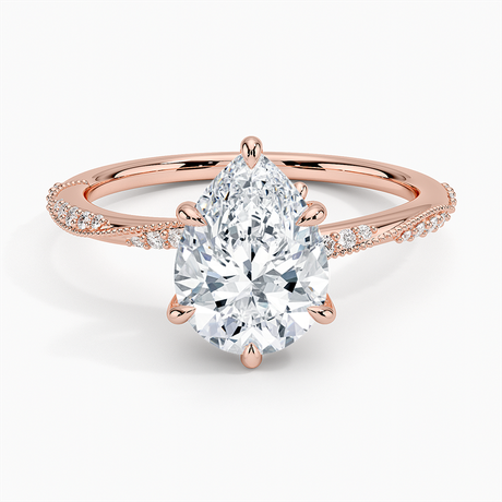 14K Rose Gold Camellia Hidden Accent 1.5mm Diamond Ring