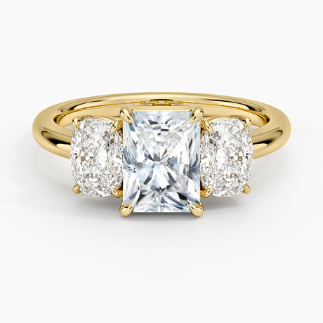 Luxe Faye Elongated Cushion Three Stone Diamond Ring