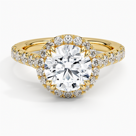 18K Yellow Gold Sienna Halo Half Coverage Diamond Ring