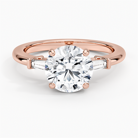 14K Rose Gold Symphony Tapered Baguette Three Stone Diamond Ring (1/5 ct. tw.)