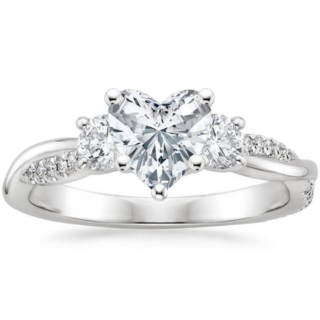 18K White Gold Three Stone Petite Twisted Vine Diamond Bridal Set (1/2 ct. tw.)