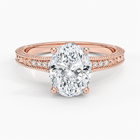 14K Rose Gold Hudson Engraved Diamond Ring