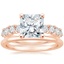 14K Rose Gold Montage Diamond Ring with Petite Comfort Fit Wedding Ring