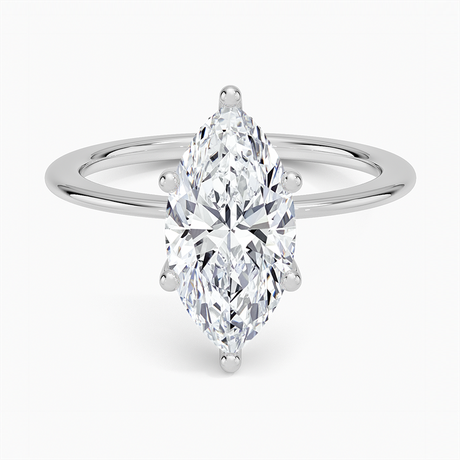 18K White Gold Aimee Solitaire Diamond Ring with Hidden Halo