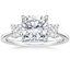 Platinum Princess Cut Three Stone Diamond Ring, smalltop view