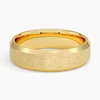 Beveled Edge Matte 6mm Wedding Ring in 18K Yellow Gold