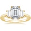 18K Yellow Gold Embrace Three Stone Diamond Ring, smalltop view