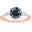 14K Rose Gold Opera Three Stone Diamond Ring, smalltop view