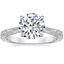 14K White Gold Elsie Engraved Ring, smalltop view