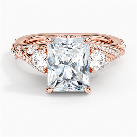 14K Rose Gold Begonia Vine Three Stone Diamond Ring (2/3 ct. tw.)