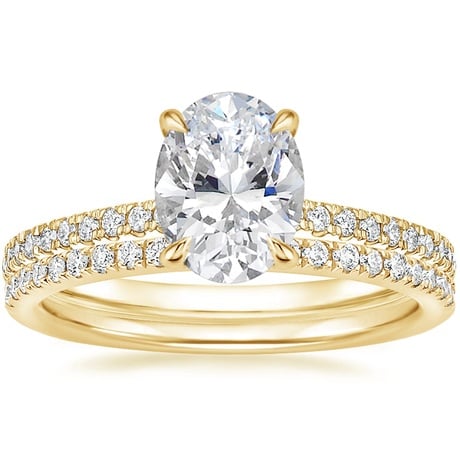 18K Yellow Gold Petite Demi Diamond Ring with Ballad Diamond Ring