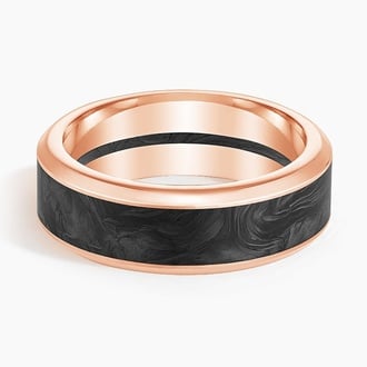 Blaze Black 7mm Wedding Ring in 14K Rose Gold