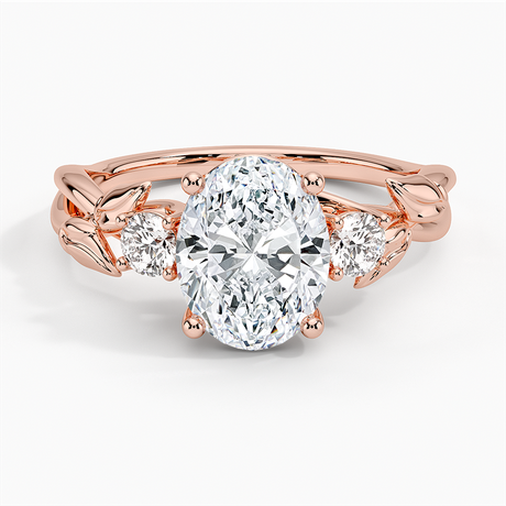 14K Rose Gold Budding Willow Three Stone Diamond Ring