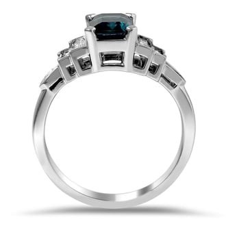 Custom Emerald Cut Sapphire and Diamond Baguette Ring