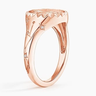 Cancer Zodiac Diamond Signet Ring
