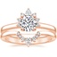 14K Rose Gold Crescent Diamond Ring with Lunette Diamond Ring