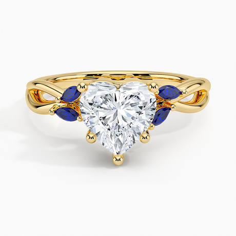 18K Yellow Gold Willow Ring With Sapphire Accents