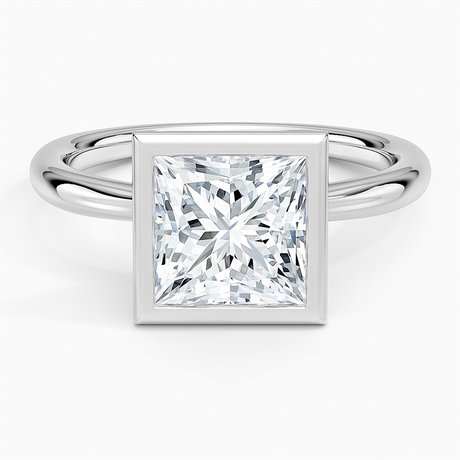 18K White Gold Freesia Bezel Solitaire Ring