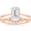 14K Rose Gold Petite Luna Bezel Ring with Lunette Diamond Ring