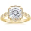 18K Yellow Gold Cadenza Halo Diamond Ring, smalltop view